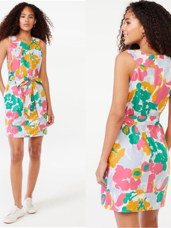 Free Assembly Dresses & Skirts - Free Assembly Bright Floral Sleeveless Tie-Waist Dress - Multi